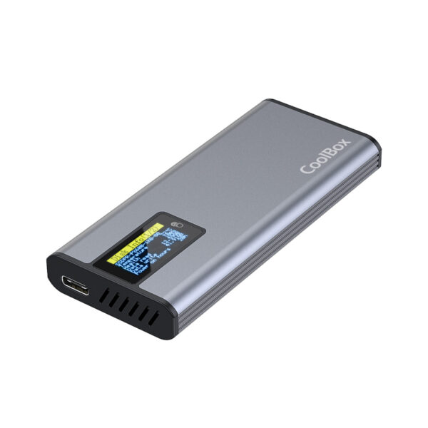 Caja Externa Ssd M.2 Nvme Ps32 Con Pantalla Lcd Gris Coolbox